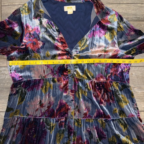 Maeve by Anthropologie Velvet Floral Tiered Tunic Shirt Blouse Medium - Picture 10 of 10